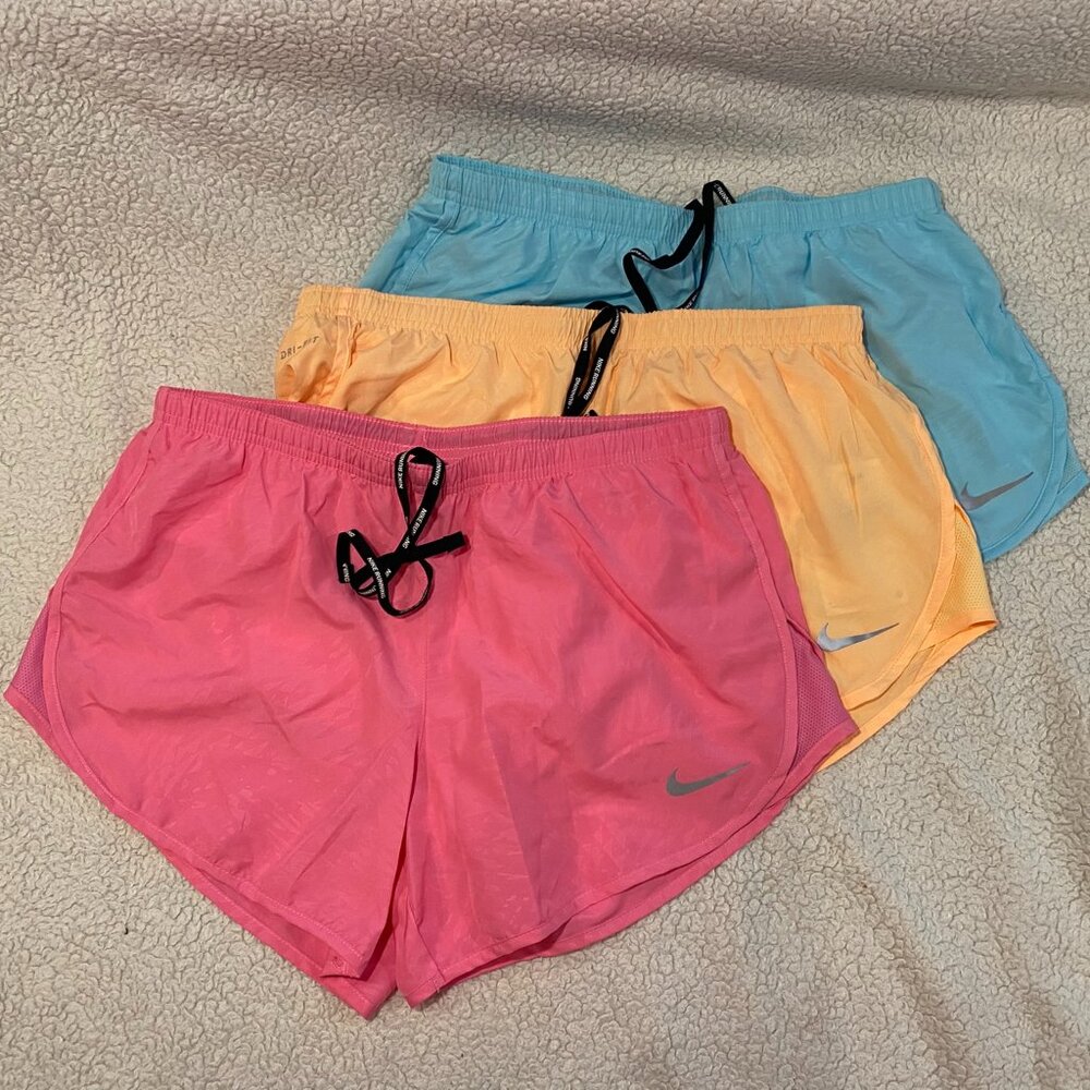 Nike Women's Athletic Shorts - Pink, Peach, Teal Trio. Peach NWT